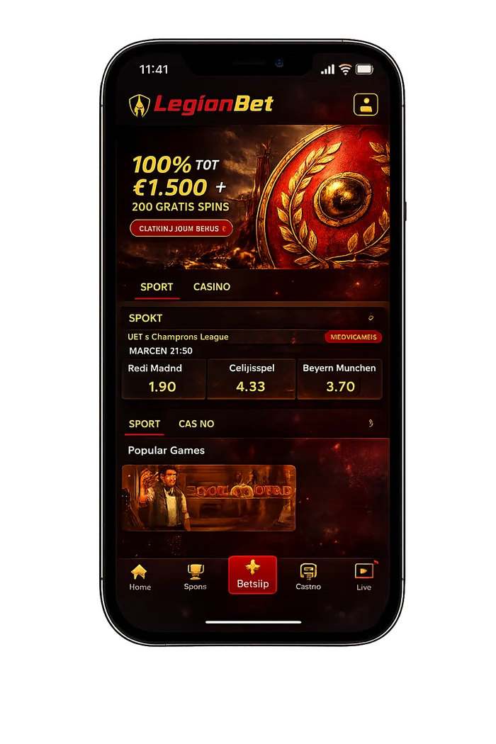 LegionBet app op een smartphone